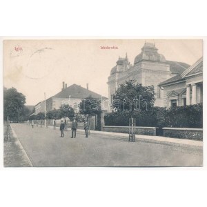 1912 Igló, Zipser Neudorf, Spisská Nová Ves; Iskola utca, zsinagóga / street, synagogue