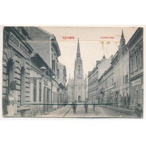 1908 Újvidék, Novi Sad; Futtaki utca, Otthon Kávéház, Heksch Nővérek és Anton Kiss üzlete...