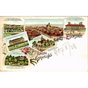 1907 Kismarton, Eisenstadt; Katonai alreáliskola, Eszterházy Herceg várkastély, Mária templom...
