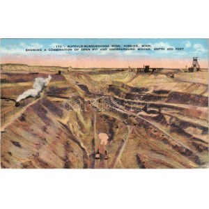 1939 Hibbing (Minnesota), Buffalo-Susquehanna Mine. Showing a combination of open pit and underground mining...