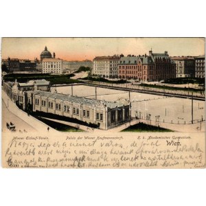 1907 Wien, Vienna, Bécs III. Wiener Eislauf Verein, Palais der Wiener Kaufmannschaft, K.k. Akademisches Gymnasium. K...