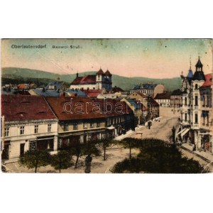 Horní Litvínov, Oberleutensdorf (Litvínov, Leutensdorf); Bismarck-Straße / Bismarck Street, Café, shops (fa...