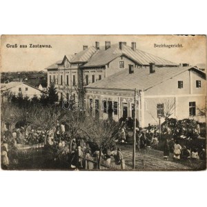 1916 Zastavna, Zastawna; Bezirksgericht / district court, market. Verlag A. Tennenbaum (b)