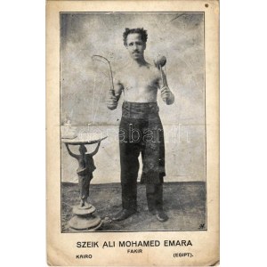 Kairó, Szeik Ali Mohamed Emara egyiptomi fakír, cirkuszi mutatványos / Cairo, Egyptian Fakir, circus stunt (EK...
