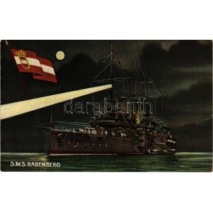 SMS Babenberg az Osztrák-Magyar Haditengerészet Habsburg-osztályú pre-dreadnought csatahajó este. G. Fano Pola, 1908/9...