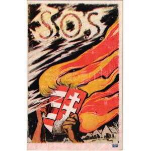 SOS! Kiadja Magyarország Területi Épségének Védelmi Ligája / Hungarian irredenta propaganda, Trianon, coat of arms s...