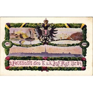 1916 Belgrad-Gobelja, 4. Feldbaon des K.u.k. Inf. Rgt. Nr. 84. 1914-1916. Hermes Druckerei + K.u.k...