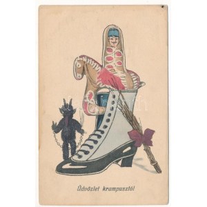 Üdvözlet a Krampusztól! Magyar katona mézeskalács / Krampus greeting, K.u.k. military gingerbread with soldiers. B.K.W...