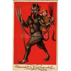 Üdvözlet a Krampusztól / Krampus. Cellaro litho