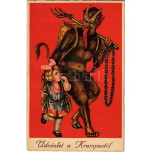 Üdvözlet a Krampusztól / Krampus. Cellaro litho