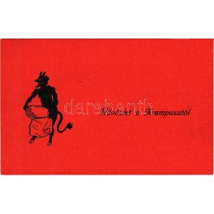1925 Üdvözlet a Krampusztól - dombornyomott / Krampus. Embossed S.B. 7111.