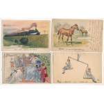 TETTEY EMIL (1885-1963) - 19 db eredeti saját kézzel rajzolt és megírt művész képeslap / 19 pre-1945 original hand...