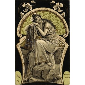 1903 Szecessziós hölgy / Art Nouveau lady litho