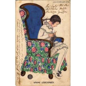 1915 Viennese Art Nouveau / Warme Liebesgaben. B.K.W.I. 364-6. s: Mela Koehler (r)