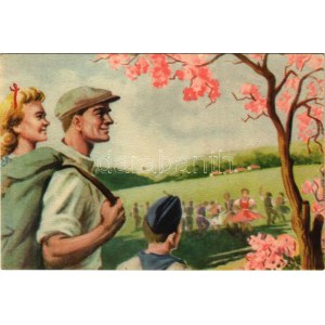 1952 Magyar szocreál propaganda, szocialista szerelmespár. Művészeti Alkotások ...