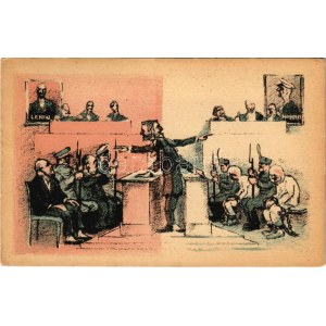 A vörös vádbiztos és a fehér ügyész, Horthy és Lenin arcképe. Fehérterror Magyarországon. Verlag der Arbeiter...