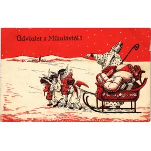1939 Üdvözlet a Mikulástól / Saint Nicholas greeting. C.H.W. VIII/2 2505-32. (apró lyuk / tiny pinhole...