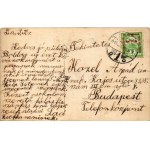 1916 Boldog új évet! Malac család / New Year greeting, pig family. Art Nouveau, floral, litho (fa...