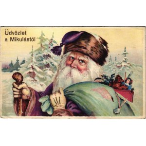 Üdvözlet a Mikulástól / Saint Nicholas greeting. litho (EK)