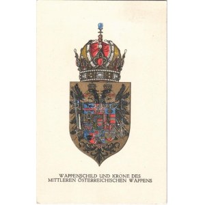 1916 Wappenschild und Krone des Mittleren Österreichischen Wappens / Austria-Hungary coat of arms and crown...