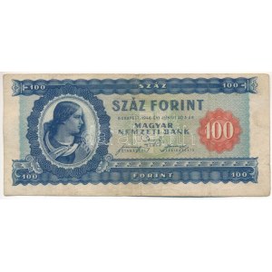 1946. 100Ft B 095 006902 T:F folt, kis beszakadás / Hungary 1946. 100 Forint B 095 006902 C:F spot...