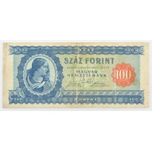 1946. 100Ft B 135 015124 T:F,VG apró beszakadás / Hungary 1946. 100 Forint B 135 015124 C:F...