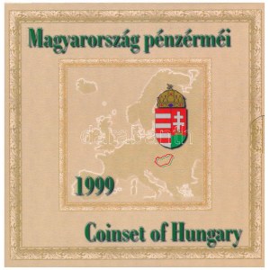 1999. 50f-100Ft (8xklf) forgalmi sor, Magyarország pénzérméi dísztokban, belső borító ragasztása kissé elengedett T...