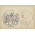 Borsos Miklós vázlatgyűjtemény, benne összesen 49 darab éremterv grafikája vegyes minőségű papírlapokon ...