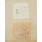Borsos Miklós vázlatgyűjtemény, benne összesen 49 darab éremterv grafikája vegyes minőségű papírlapokon ...