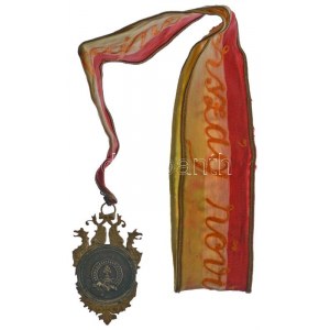 1934. Magyar Kerékpáros Szövetség jelzetlen Ag(?) díjérem bronz díszítménnyel, HP gyártói jelzéssel, ...