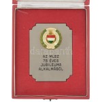 1976. Az MLSZ 75 éves jubileuma alkalmából fém emlékplakett, az MLSZ ünnepi címerét ábrázoló aranyozott...