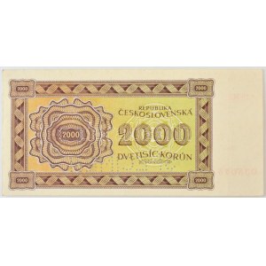 Csehszlovákia 1945. 2000K SPECIMEN perforációval, 19 Má 038088 T:XF / Czechoslovakia 1945. 2000 Korun with ...