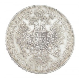 Ausztria 1861A 1Fl Ag Ferenc József T:AU,XF / Austria 1861A 1 Florin Ag Franz Joseph C:AU,XF Krause KM...
