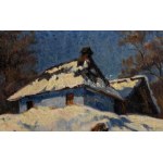 Krizsán János (1866-1948): Nagybánya télen. Olaj, vászon. Jelezve jobbra lent. Dekoratív fakeretben. 60x70 cm...