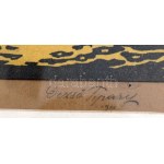 Tipary Dezső (1887-1967): Tatatóvárosi részlet, 1911. Linómetszet, papír, jelzett. 30x25,5 cm. Üvegezett fakeretben...