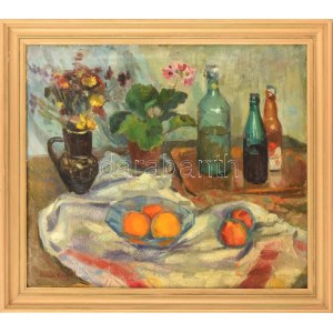 Ilosvai Varga István (1895-1978): Csendélet. Olaj, vászon. Jelezve balra lent. Fakeretben. 52,5x60,5 cm / oil on canvas...