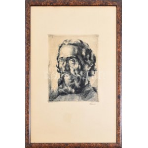 Aba-Novák Vilmos (1894-1941): Harsányi Kálmán író portréja. Rézkarc, papír, jelzett, keretben, 25x20 cm ...