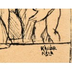 Kádár Béla (1877-1956): A szabadság pillanata. Tus, papír, jelezve jobbra lent, üvegezett fakeretben, 16,5x11,5 cm...