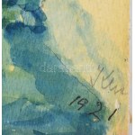 Klie Zoltán (1897-1992): Pécs, Ürögi rét 1921. Akvarell, papír, jelzett, üvegezett fa keretben, 20,5x28,5 cm ...