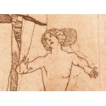 Tichy Gyula (1879-1920): Boszorkány és női akt (szecessziós jelenet). Rézkarc, papír, jelzés nélkül, 24x17,5 cm...