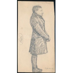 Hermann Lipót (1884-1972): Dögei Imre (1896-1919), Kun Béla testőrének portréja. Ceruza, papír, jelzett, 19...