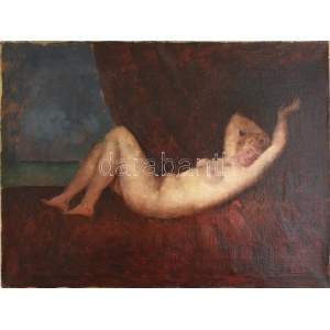 Basch Andor (1885-1944): Női akt. Olaj, vászon, jelezve jobbra lent, 33×44 cm / Basch Andor (1885-1944): Female nude...