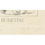 Rékassy Csaba (1937-1989): Honestas (erények sorozat). Rézmetszet, merített papír, jelzett, művészpéldány EA I/XV...