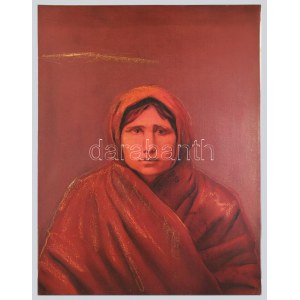 Ádám Zoltán (1959-2022): Cigánynő. Olaj, vászon. Jelezve a hátoldalon. 120x90 cm / Ádám Zoltán (1959-2022): Gypsy woman...