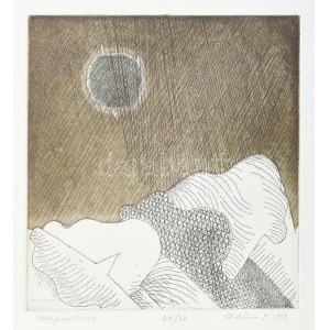 Deim Pál (1932-2016): Holdfogyotkazás, 1994. Rézkarc, papír, jelzett, számozott: 29/40. 17×16 cm. / etching on paper...