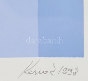 Konok Tamás (1930-2020): Kompozíció, 1998. Szitanyomat, papír, jelzett. Számozott: XVIII/8. Üvegezett fakeretben...