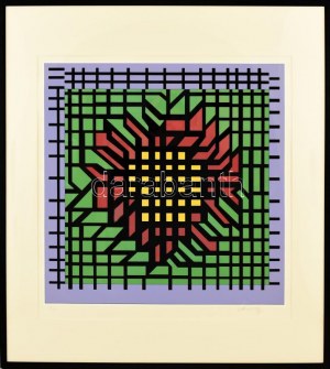 Victor Vasarely (1908-1997): Katzag. Szitanyomat, papír. Jelzett, számozott VI/XXX. Üvegezett fakeretben. 55x53 cm ...