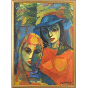 Emil Dyrberg-Petersen (1908-1973), dán festő: Hölgyek, 1960. Olaj, vászon. Jelezve jobbra lent...
