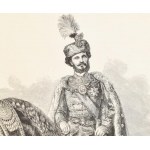 1867 Gróf Andrássy Gyula (1823-1890) miniszterelnök lovon, teljes díszben, rotációs fametszet, rajzolta: Franz Kollarz...