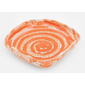 Iparművészeti Vállalatos Gorka Géza tál, festett mázas kerámia, jelzett, hibátlan, d: 28 cm